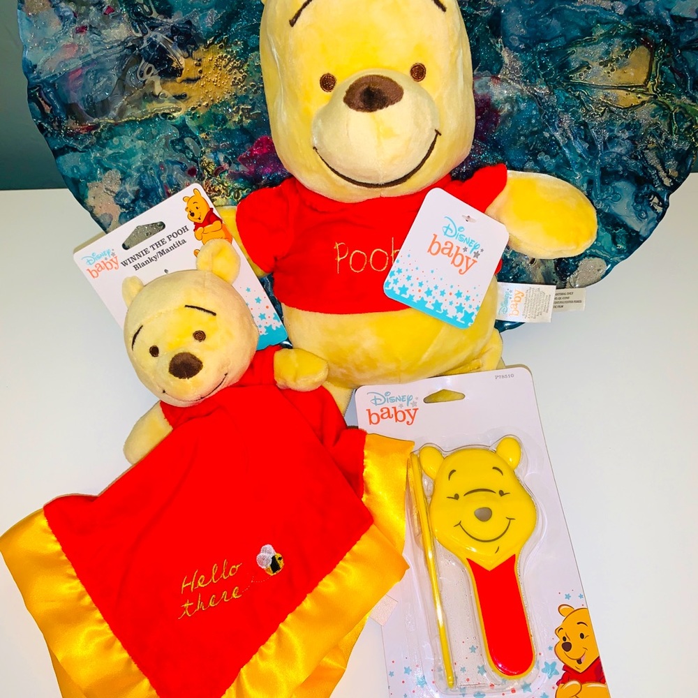 Disney Winnie The Pooh Baby Gift Bundle Brush Plush Security Nwt